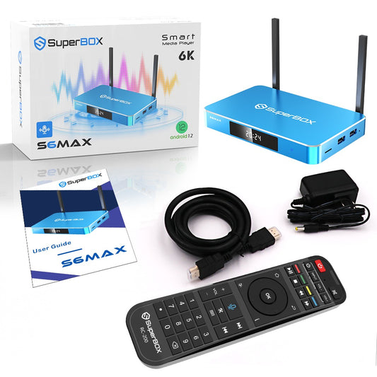 SuperBox S6MAX 2025 4GB RAM Memory 64GB Storage with Time Shift Feature.
